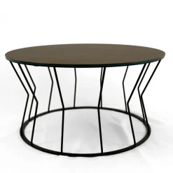 Viadurini Living Moderne Couchtische-Runder Couchtisch aus Stahl und Steingut, hergestellt in Italien – Alisea