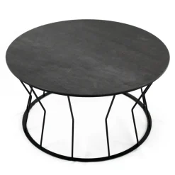 Viadurini Living Moderne Couchtische-Runder Couchtisch aus Stahl und Steingut, hergestellt in Italien – Alisea