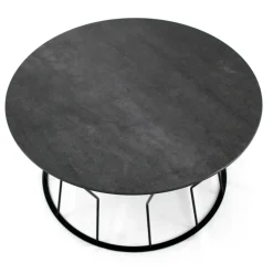 Viadurini Living Moderne Couchtische-Runder Couchtisch aus Stahl und Steingut, hergestellt in Italien – Alisea