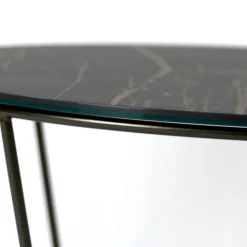 Viadurini Living Moderne Couchtische-Runder Couchtisch aus Steingut und Stahl, hergestellt in Italien – Paini