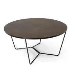 Viadurini Living Moderne Couchtische-Runder Couchtisch aus Steingut und Stahl, hergestellt in Italien – Paini