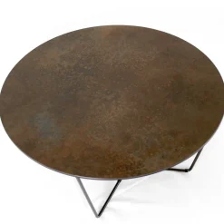 Viadurini Living Moderne Couchtische-Runder Couchtisch aus Steingut und Stahl, hergestellt in Italien – Paini