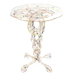 Viadurini Living Moderne Couchtische-Runder Couchtisch aus transparentem Plexiglas und farbige Platte - Phosphor