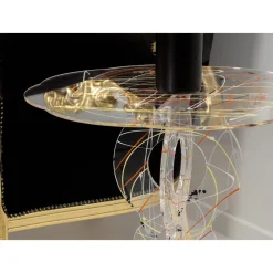 Viadurini Living Moderne Couchtische-Runder Couchtisch aus transparentem Plexiglas und farbige Platte - Phosphor