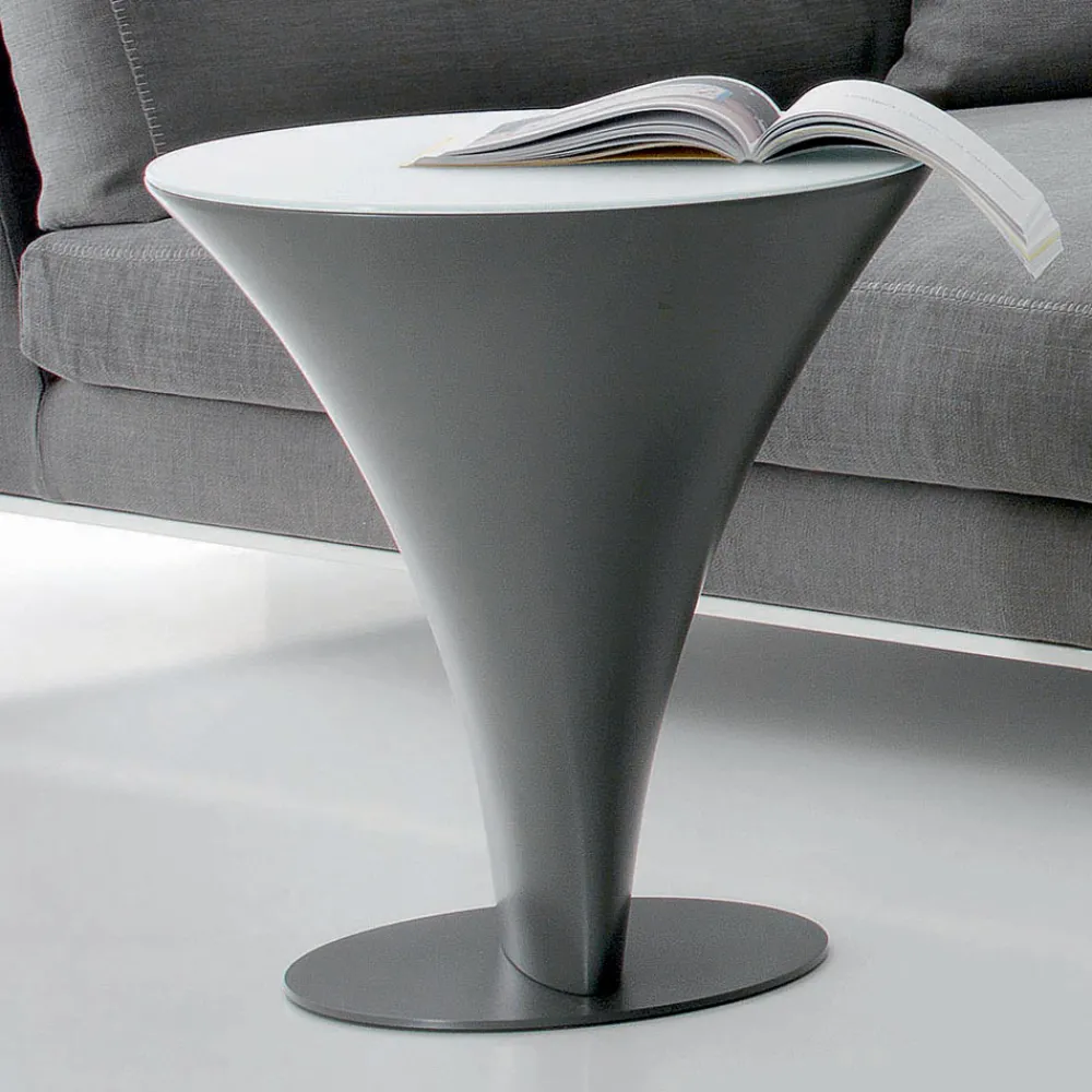 Viadurini Living Moderne Couchtische-Runder Couchtisch Bootsform aus Metall und geätztem Glas - Boarding