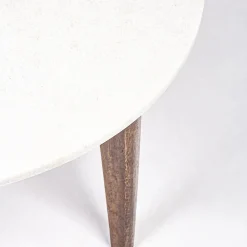 Viadurini Living Couchtische Aus Stein-Runder Couchtisch für Wohnzimmer aus Marmor und Mangoholz - Desiderio