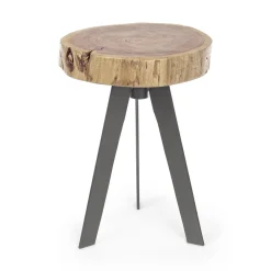 Viadurini Living Moderne Couchtische-Runder Couchtisch in Stamm aus Holz und Stahl Homemotion - Tancredi