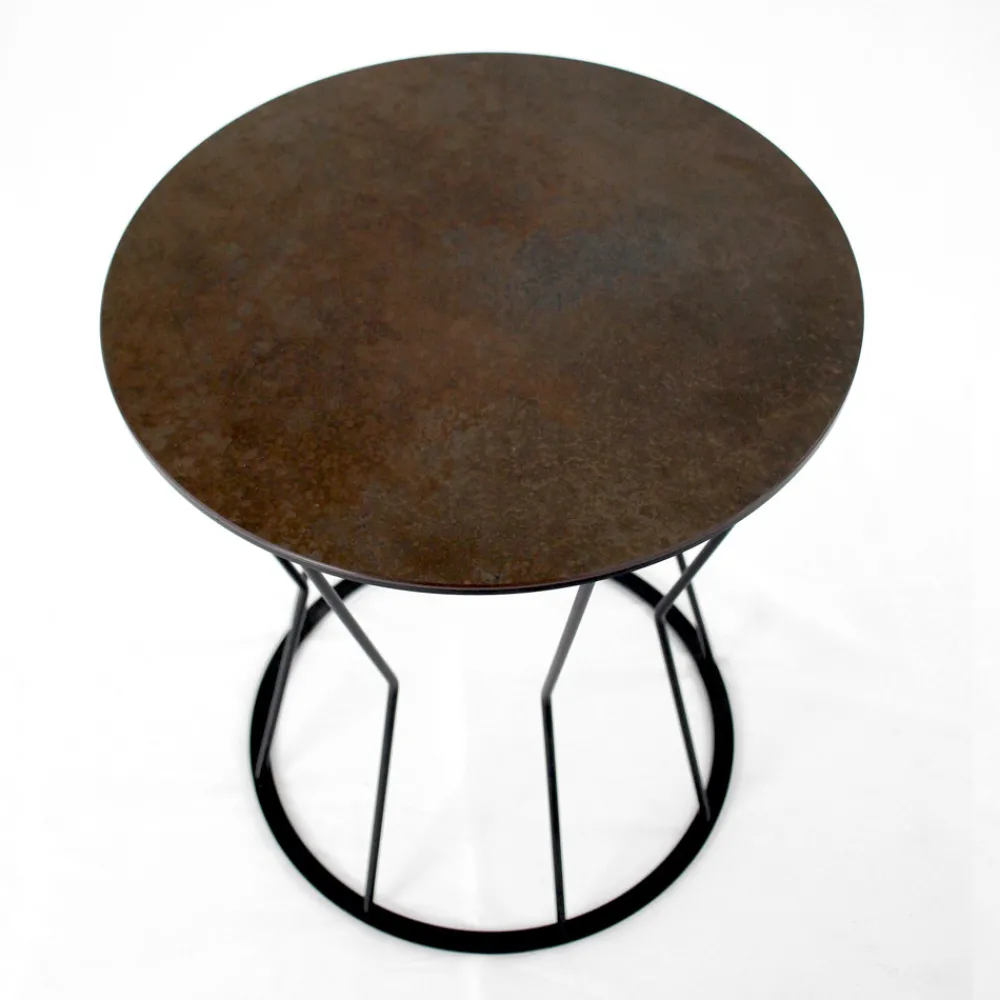 Viadurini Living Moderne Couchtische-Runder Couchtisch mit Stahlgestell und Steinzeugplatte, hergestellt in Italien – Alisea