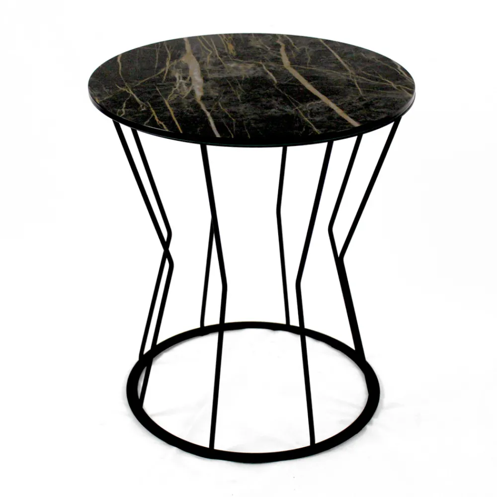 Viadurini Living Moderne Couchtische-Runder Couchtisch mit Stahlgestell und Steinzeugplatte, hergestellt in Italien – Alisea