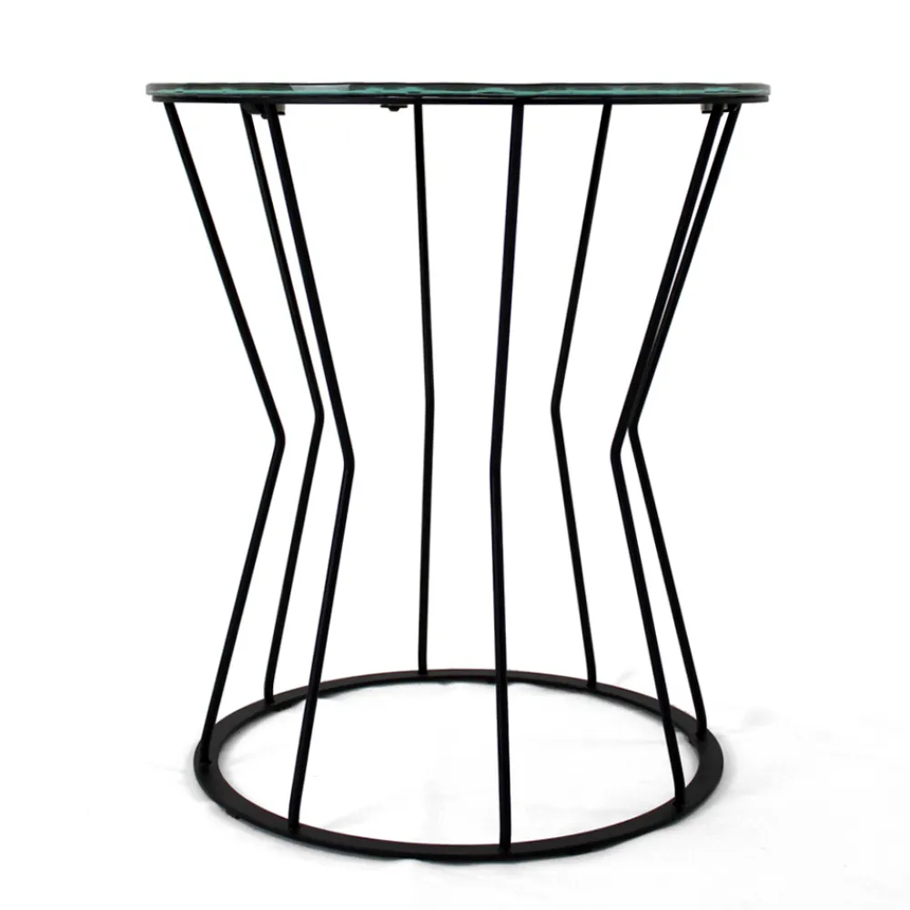 Viadurini Living Moderne Couchtische-Runder Couchtisch mit Stahlfuß und Glasplatte, hergestellt in Italien – Alisea