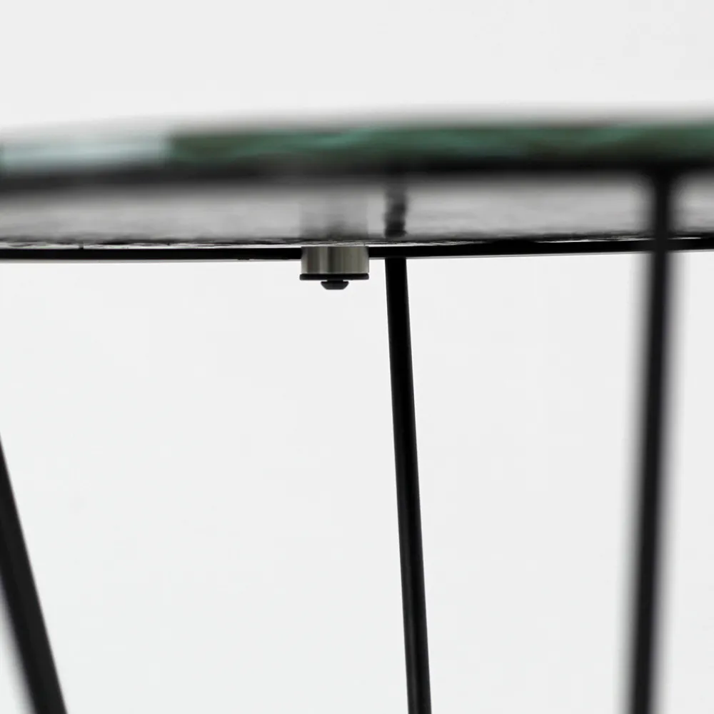 Viadurini Living Moderne Couchtische-Runder Couchtisch mit Stahlfuß und Glasplatte, hergestellt in Italien – Alisea