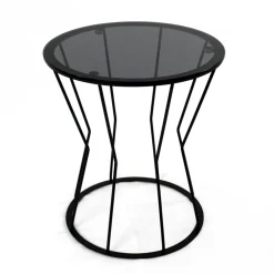 Viadurini Living Moderne Couchtische-Runder Couchtisch mit Stahlfuß und Glasplatte, hergestellt in Italien – Alisea