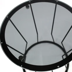 Viadurini Living Moderne Couchtische-Runder Couchtisch mit Stahlfuß und Glasplatte, hergestellt in Italien – Alisea