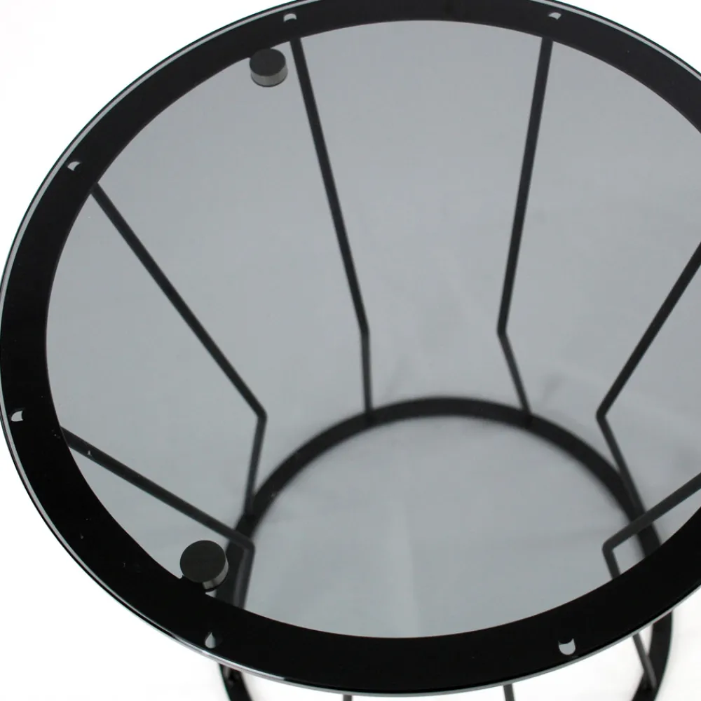 Viadurini Living Moderne Couchtische-Runder Couchtisch mit Stahlfuß und Glasplatte, hergestellt in Italien – Alisea