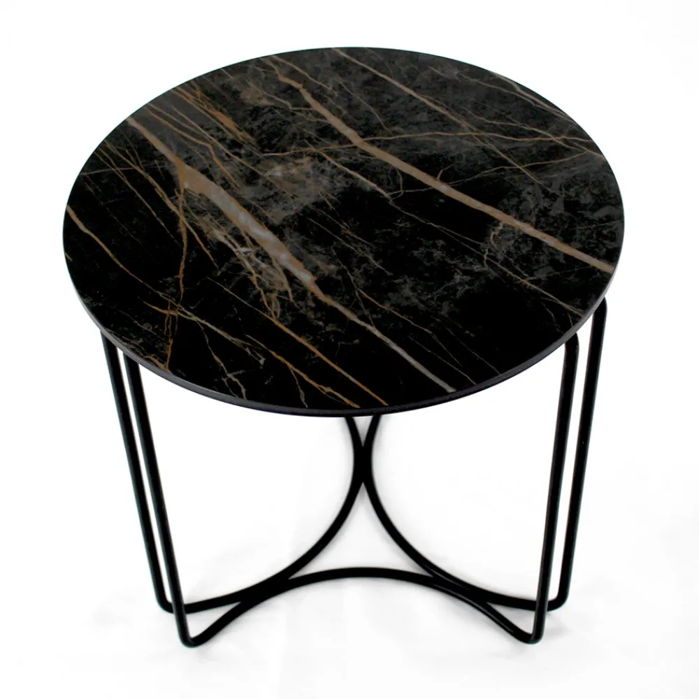 Viadurini Living Moderne Couchtische-Runder Couchtisch und Sockel aus Steinzeug mit 3 Halbmonden, hergestellt in Italien – Arepa