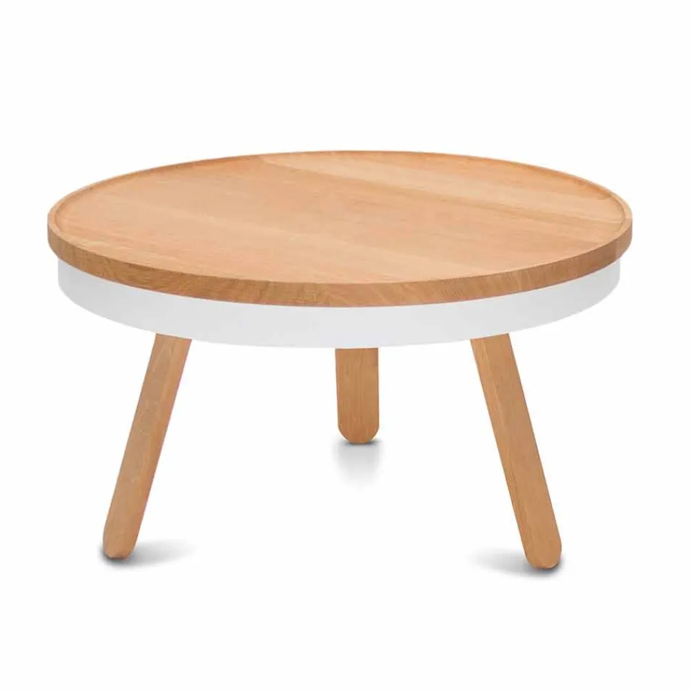 Viadurini Living Moderne Couchtische-Runder Design-Couchtisch aus Massivholz und Metall - Salerno