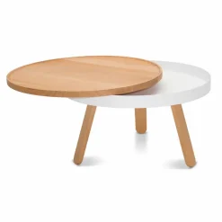 Viadurini Living Moderne Couchtische-Runder Design-Couchtisch aus Massivholz und Metall - Salerno