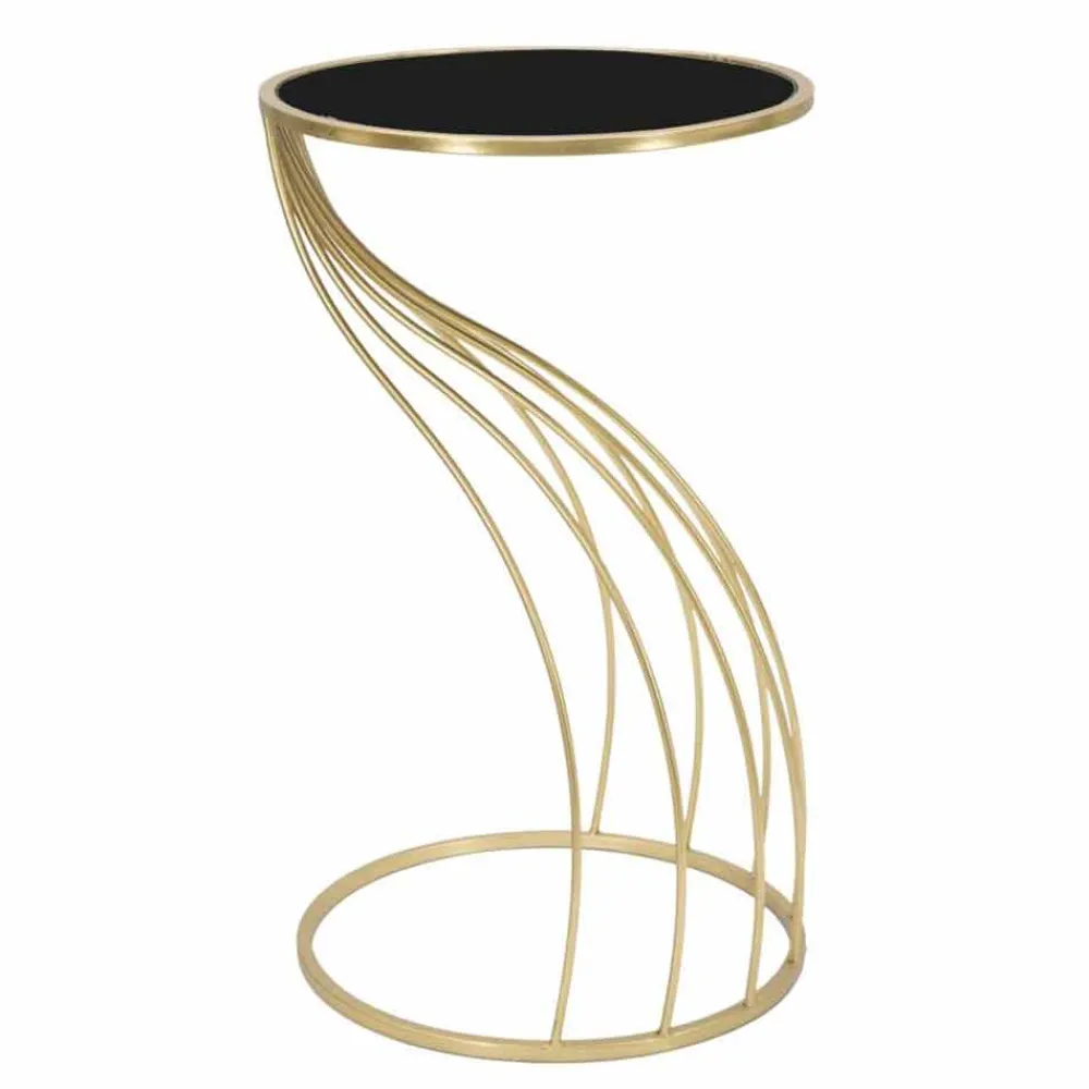 Viadurini Living Moderne Couchtische-Runder Design-Telefonständer aus Glas, Eisen und MDF - Isaiah