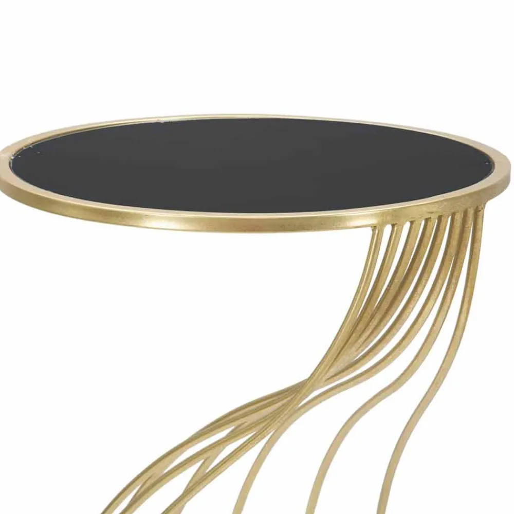 Viadurini Living Moderne Couchtische-Runder Design-Telefonständer aus Glas, Eisen und MDF - Isaiah