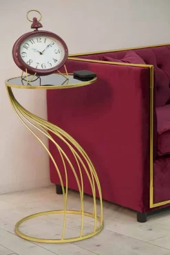 Viadurini Living Moderne Couchtische-Runder Design-Telefonständer aus Glas, Eisen und MDF - Isaiah