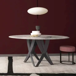 Viadurini Living Esstische Nach Mass|Runde Tische-Runder Esstisch ø 140 cm aus Marmor Imperial Grey – Montereale