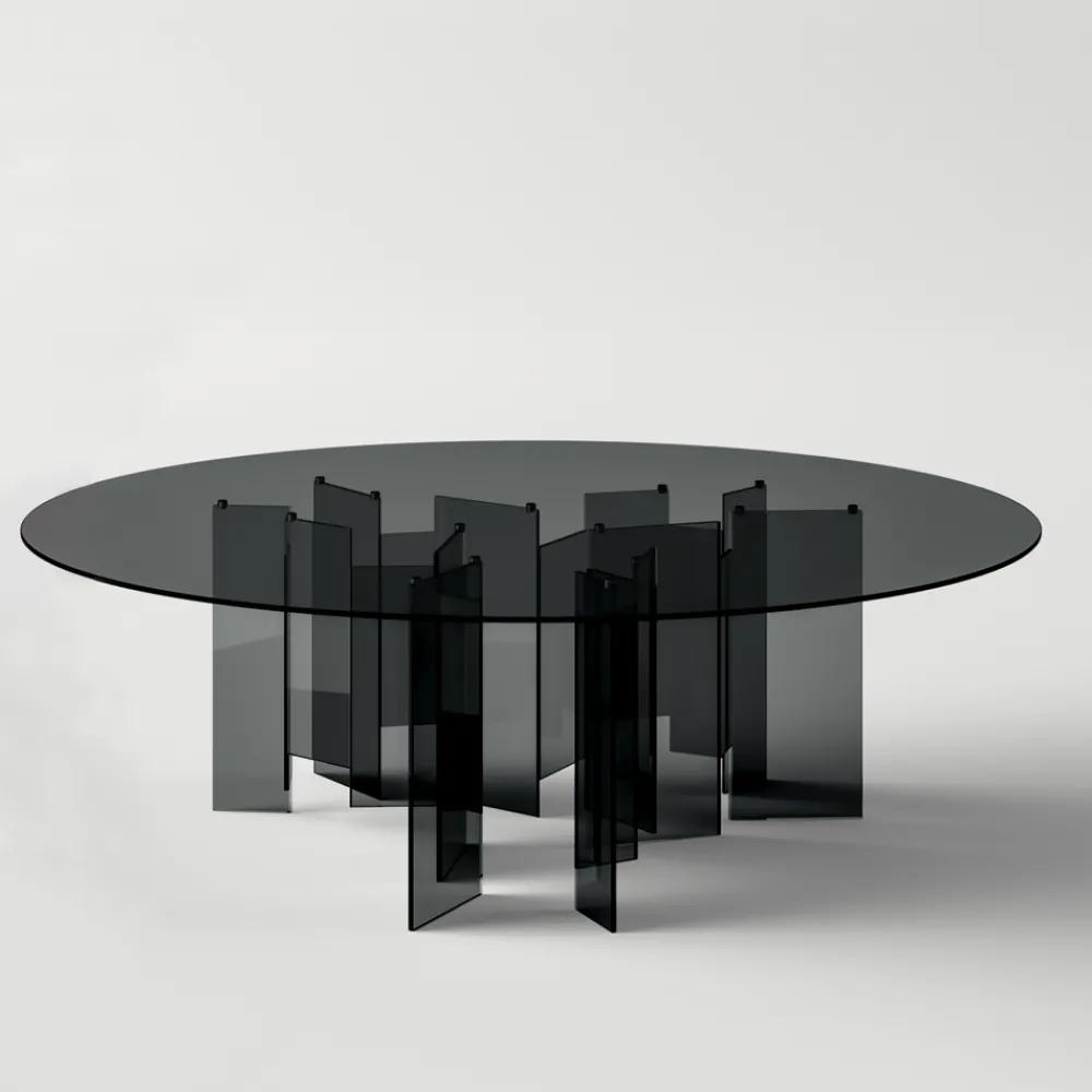 Viadurini Living Esstische Nach Mass|Esstische-Runder Esstisch aus extraklarem oder Rauchglas Made in Italy - Thommy