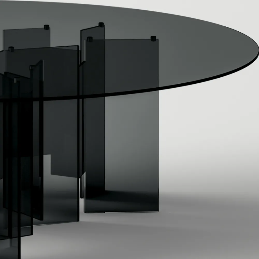 Viadurini Living Esstische Nach Mass|Esstische-Runder Esstisch aus extraklarem oder Rauchglas Made in Italy - Thommy