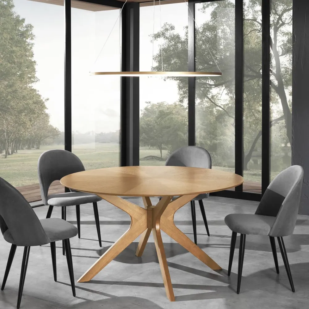 Viadurini Living Runde Tische-Runder Esstisch aus furniertem Mdf und Massivholz - Fulmine