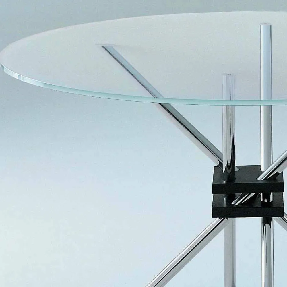 Viadurini Living Runde Tische-Runder Esstisch aus gehärtetem Glas und Stahl Made in Italy - Trebbiano