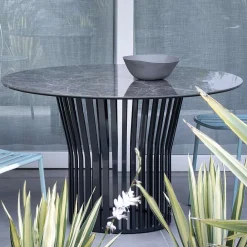 Viadurini Living Runde Tische-Runder Esstisch aus Glaskeramik und Metall Made in Italy - Alfero