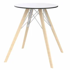 Vondom Esstische-Runder Esstisch aus Holz und HPL-Platte, 4 Stück - Faz Wood von