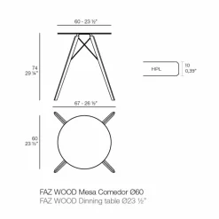 Vondom Esstische-Runder Esstisch aus Holz und HPL-Platte, 4 Stück - Faz Wood von