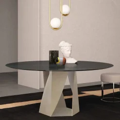 Viadurini Living Esstische Nach Mass|Runde Tische-Runder Esstisch aus Marmor Ocean Black ø 130 cm – Montedoro