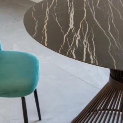 Viadurini Living Runde Tische-Runder Esstisch aus polierter Florim-Keramik und Stahlgestell – Denali