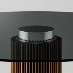 Viadurini Living Esstische Nach Mass|Runde Tische-Runder Esstisch aus Rauchglas mit Holzsockel Made in Italy - Rondo