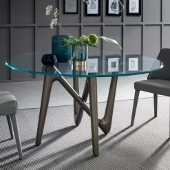 Viadurini Living Runde Tische-Runder Esstisch aus transparentem Glas und Polyurethanbeinen - Stalto