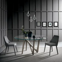 Viadurini Living Runde Tische-Runder Esstisch aus transparentem Glas und Polyurethanbeinen - Stalto