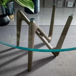 Viadurini Living Runde Tische-Runder Esstisch aus transparentem Glas und Polyurethanbeinen - Stalto