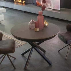 Viadurini Living Ausziehbare Esstische-Runder Esstisch ausziehbar bis 165 cm mit Keramikplatte - Pistolero