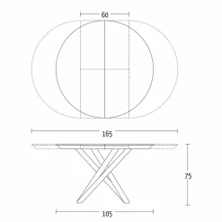 Viadurini Living Ausziehbare Esstische-Runder Esstisch ausziehbar bis 165 cm mit Keramikplatte - Pistolero