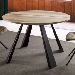 Viadurini Living Runde Tische|Ausziehbare Esstische-Runder Esstisch ausziehbar Bis zu 370 cm in Holz und Metall - Caimano