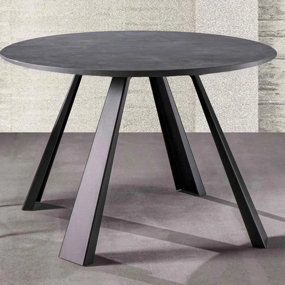 Viadurini Living Runde Tische|Ausziehbare Esstische-Runder Esstisch ausziehbar Bis zu 370 cm in Holz und Metall - Caimano