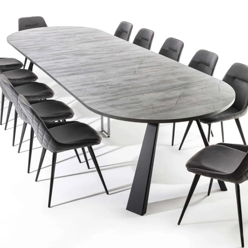 Viadurini Living Runde Tische|Ausziehbare Esstische-Runder Esstisch ausziehbar Bis zu 370 cm in Holz und Metall - Caimano