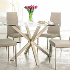 Viadurini Living Runde Tische-Runder Esstisch Homemotion mit gehärteter Glasplatte - Denda