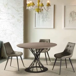 Viadurini Living Runde Tische-Runder Esstisch mit laminierter Holzplatte und Stahlsockel - Mileto