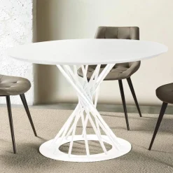 Viadurini Living Runde Tische-Runder Esstisch mit laminierter Holzplatte und Stahlsockel - Mileto