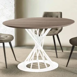 Viadurini Living Runde Tische-Runder Esstisch mit laminierter Holzplatte und Stahlsockel - Mileto