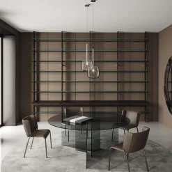 Viadurini Living Esstische Nach Mass|Esstische-Runder Esstisch mit Sockel und Glasplatte Made in Italy - Charles