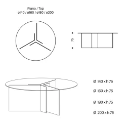 Viadurini Living Esstische Nach Mass|Esstische-Runder Esstisch mit Sockel und Glasplatte Made in Italy - Charles