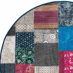 Viadurini Living Teppiche-Runder Ethno-Teppich aus farbigem Baumwollstoff - Faser